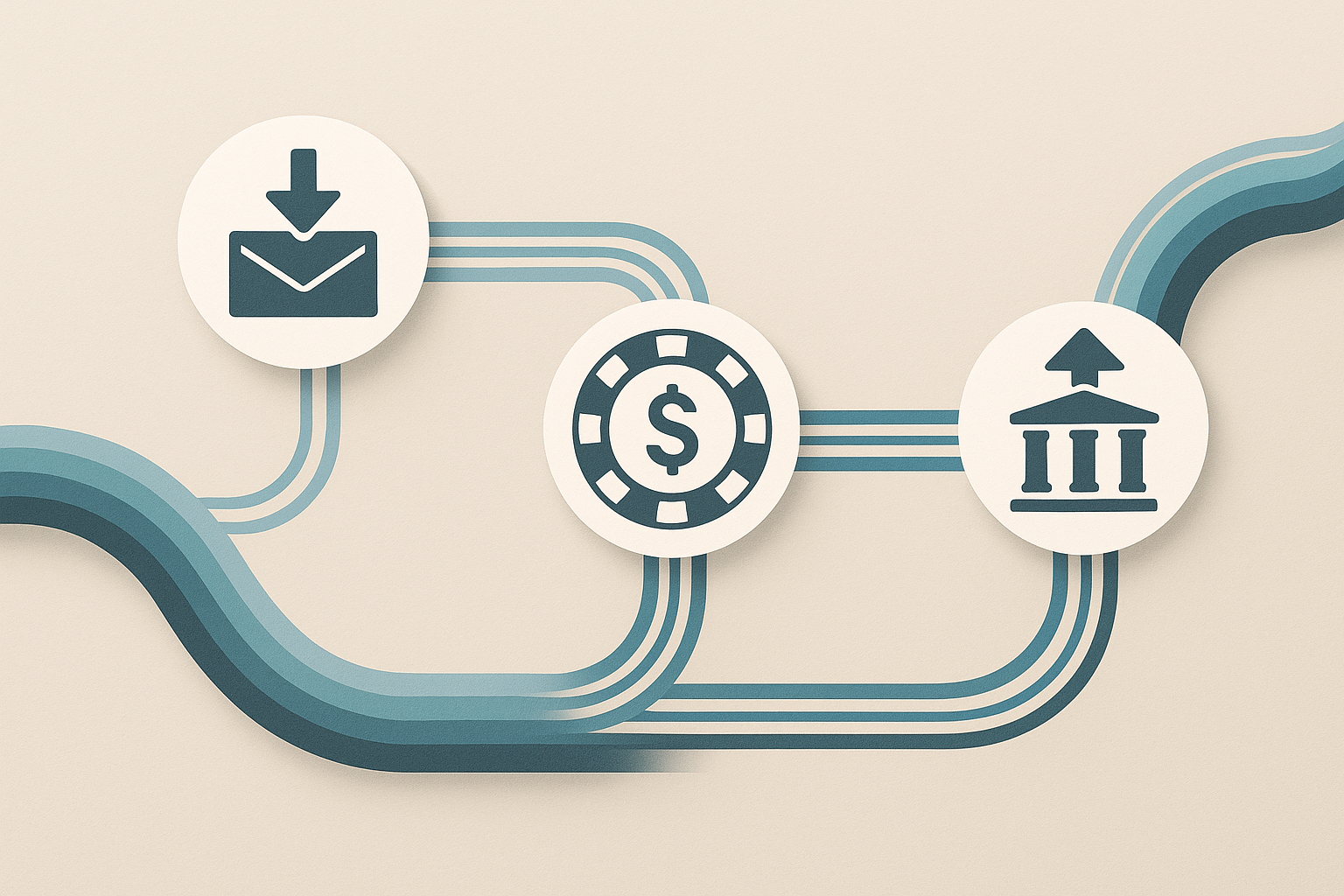 Schema concettuale dei flussi di deposito, puntata, vincita e prelievo nelle scommesse online con tracciabilità delle transazioni